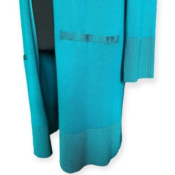 CHICOS Draped Straight Long Cardigan Sweater Open Front Size 3X Bright J… - Picture 9 of 13